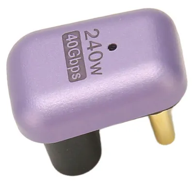 Obrázok produktu pre 240 W USB-C, 180° adaptér z hliníkovej zliatiny, tvar U, konektor typu C (samica na samca), 40 Gb/s, pre notebooky a tablety