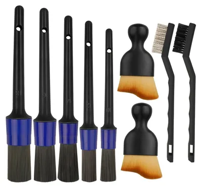 Produktbild von Auto Reinigungspinsel Set 9 Stück, Ultrasoft Detail Bürsten für Innen & Außen, Stahl- & Nylonbürste
