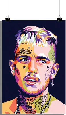 Produktbild von Lil Peep Poster - Blauer Poster - Musik Poster - Rapper Poster - Pop Art Poster - 51x71cm - Perfekt zum Einrahmen