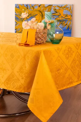 Tischdecke Jacquard, 100% Baumwolle, rechteckig 165x270 cm, Gold