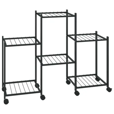 Obrázek produktu pro vidaXL Stojan na květiny s kolečky 83x25x63,5 cm černá litina