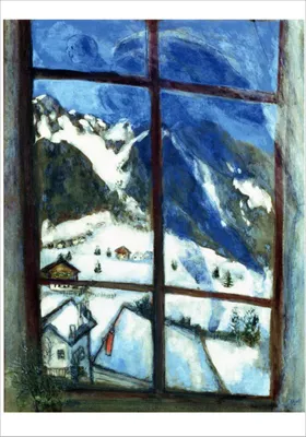 Produktbild von Kunstkarte Marc Chagall "Nachtstimmung / Winternacht / Engel über dem Dorf"