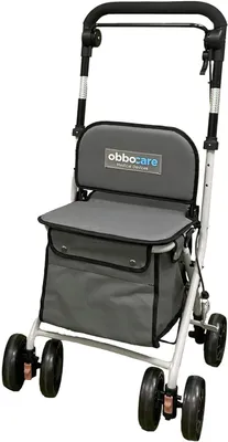 Produktbild von Einkaufswagen mit 4 Rädern mit Sitz in Grau, faltbar, Aluminium, mit Tasche, 20 l