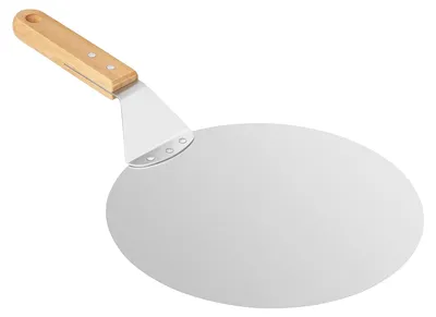 Pizzaschep 25 cm, Edelstahl mit Holzgriff, rund