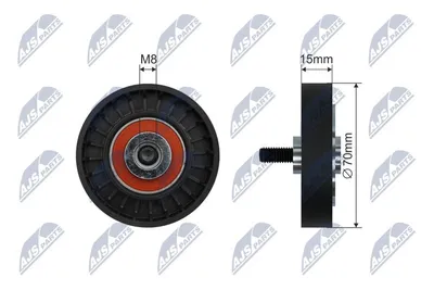 Produktbild von NTY RNK-RE-048 Umlenkrolle Keilrippenriemen 70mm für RENAULT CLIO II (BB0/1/2, CB0/1/2) KANGOO (KC0/1) KANGOO Express (FC0/1)