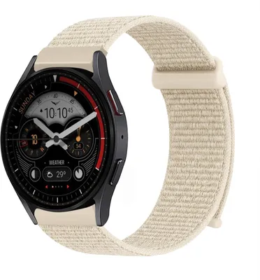 Produktbild von Smartwatch Armband für Samsung Galaxy Watch3 41mm Nylon Textil Band Ersatzband Wechselband Klettverschluss flexibel atmungsaktiv Beige