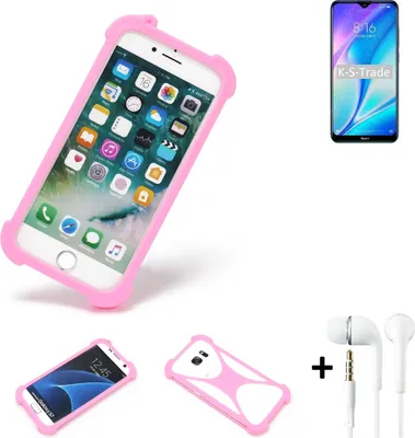 Produktbild von K-S-Trade Bumper + Kopfhörer kompatibel mit Xiaomi Redmi 9C Handy Hülle Schutzhülle Silikon Schutz Hülle Cover Case Silikoncase Silikonbumper TPU