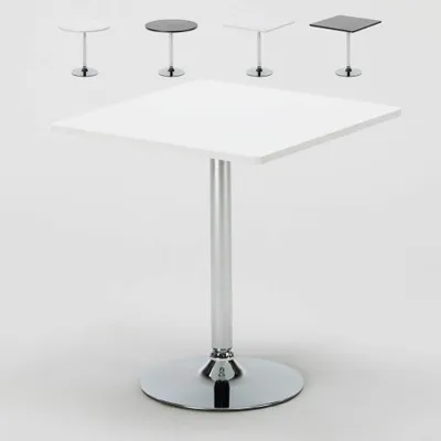 Image de Table basse ronde et carrée Blanc Noir 70x70 Bistrot