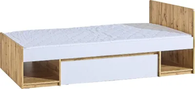 Obrázek produktu pro Jednolůžková postel se šuplíkem 90x195 CARYM - dub wotan / bílá
