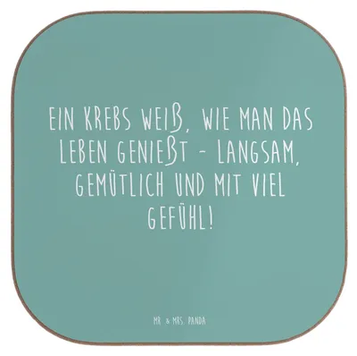 Produktbild von Mr. & Mrs. Panda Untersetzer Glas Krebs Genießer - Meeresbrise - Geschenk, Sternzeichen, Coaster, fürsorglich, gläseruntersetzer, Geschenke, Achtsamkeit, für Gläser, Ruhe