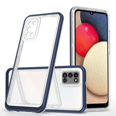 Produktbild von Clear 3in1 Case für Samsung Galaxy A03s (166) Gel Cover mit Rahmen blau