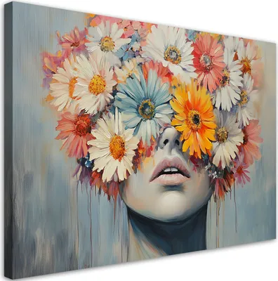Immagine prodotto di Quadro su tela Donna con fiori sulla testa 120x80 Feeby Quadro colorato da appendere alla parete, pronto per essere esposto