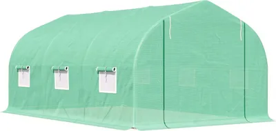 Produktbild von Folien Gewächshaus Foliengewächshaus Treibhaus Frühbeet Pflanzenhaus Tomatenhaus Giebeldach 450 × 300B × 205H Cm