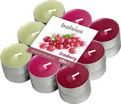 Zdjęcie produktu dla Bolsius podgrzewacz zapachowy aluminiowy 3-kolorowy 4h żurawina 18 szt