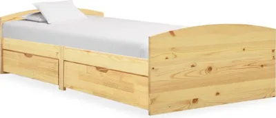 Produktbild von The Living Store Massivholzbett mit 2 Schubladen Kiefernholz 90x200 cm