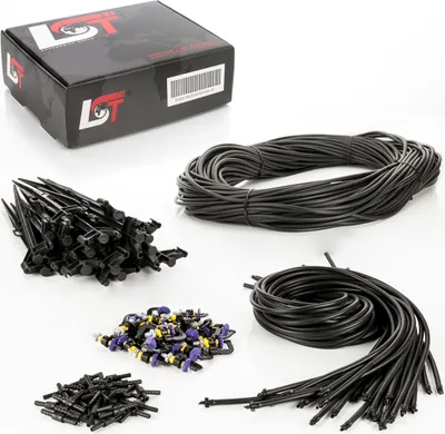 Produktbild von Set Bewässerungssystem mit 100m Schlauch, 25x T-Verbinder/Bodenhaken/Sprühregner