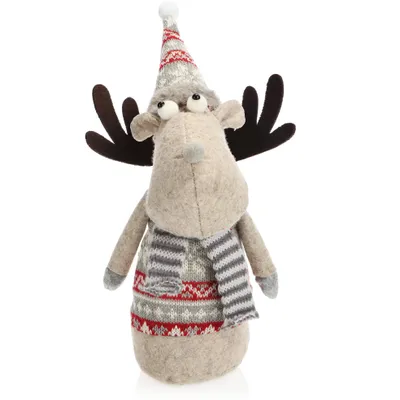 Produktbild von COM-FOUR® Elchfigur für die Weihnachtsdeko, winterliche Rentier-Figur als schwedische Dekoartikel, niedlicher Kantenhocker als Raumschmuck oder Geschenk