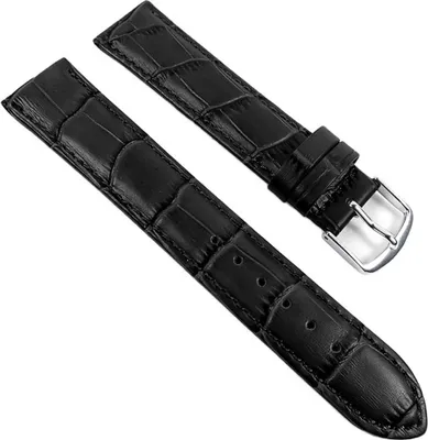 Produktbild von XL Ersatzband Uhrenarmband Kalbsleder Band schwarz, Anstoß:18 mm