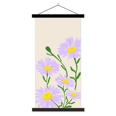 Produktbild von MuchoWow® Textilposter Blume - Lila - Minimalismus 40x80 cm mit schwarzem Rahmen - Wandemalerei