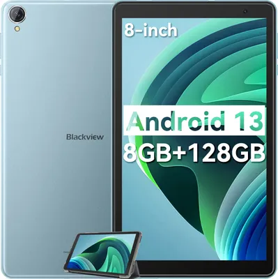 Produktbild von Blackview Tab 50 WiFi, WiFi 6, Android 13 8-Zoll Tablet HD+ IPS-Display, 8GB+128GB(1TB Externe SD-Karte), Widevine L1 Unterstützung, 5580mAh Batterie, 2MP Kamera, WiFi 6 Typ-C, Dual Box Lautsprecher Blau