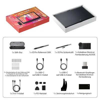 Produktbild von XPPen Artist Pro 19 (Gen 2), Verkabelt & Kabellos, 5080 lpi, 409 x 230 mm, USB/Bluetooth, 1 cm, Stift, Berührung