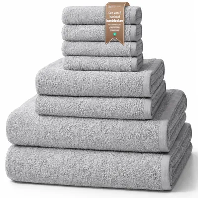 Immagine prodotto di Solidchoice - Set di 8 asciugamani in spugna, 100% cotone, color argento-grigio