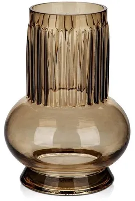 Immagine prodotto di Vaso in vetro moderno, alto 18 cm, marrone, decorativo per fiori