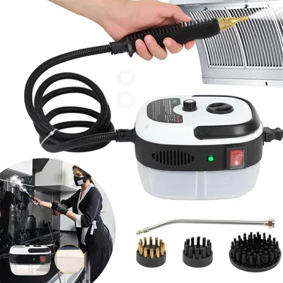Produktbild von Dampfreiniger Handgerät, Hochdruck Dampfreiniger, 6 Geschwindigkeiten einstellbar, Mit 3 Arten von Bürstenköpfen, Küchenutensilien, Fliesen