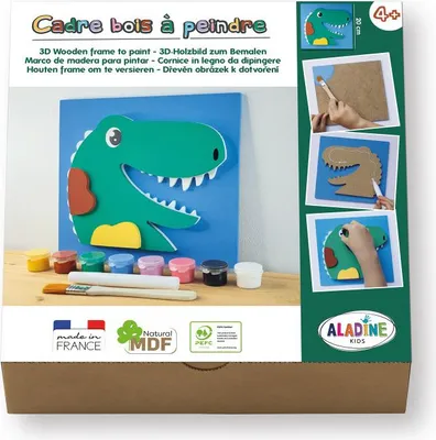 Produktbild von ALADINE - 3D-Holzbild zum Bemalen Dinosaurier