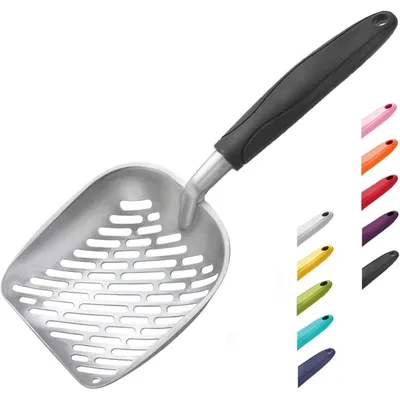 Produktbild von Katzenstreuschaufel Aluminium Mittel Schwarzer Griff 28x11x4 cm