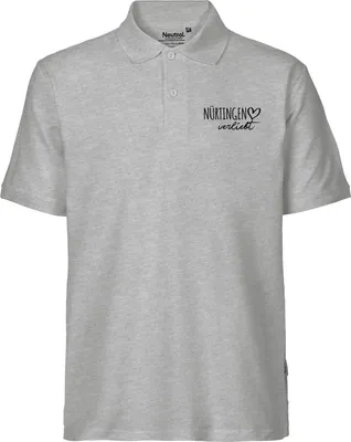 Produktbild von Huuraa Herren Polo Shirt Nürtingen verliebt S Sport Grey Bio Baumwolle Fairtrade Poloshirt Geschenkidee