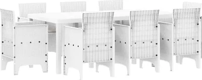 Image de vidaXL Ensemble de jardin 9 pcs blanc polypropylène