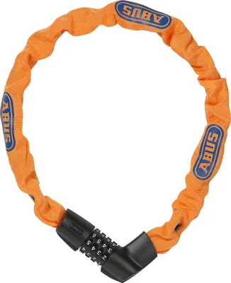 Produktbild von ABUS Kettenschloss Tresor 1385/75 Neon – Zahlenschloss aus gehärtetem Stahl – 6 mm starke Vierkantkette – ABUS-Sicherheitslevel 6 – 75 cm – Orange