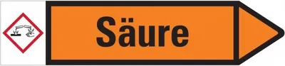 Produktbild von Dreifke® Aufkleber I RKZ-Etikett Säure, rechts, orange/schwarz, ab 90mm Ø, 44...