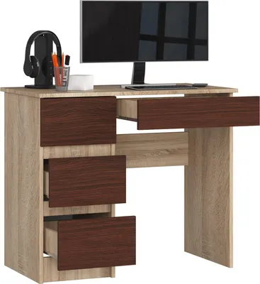 Produktbild von BDW Büroschreibtisch mit 4 Schubladen, Gamingtisch, Eiche Sonoma / Venga Links