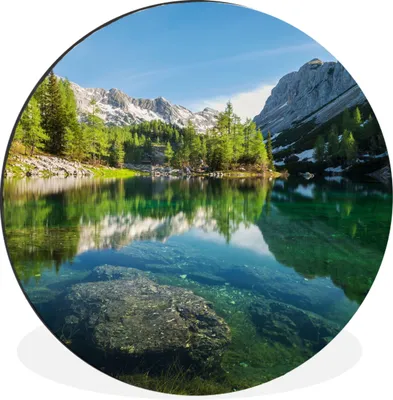 Produktbild von MuchoWow® Aluminium Wandkreis Wasser - Berge - Felsen Ø 90 cm Wanddeko Modern Wohnzimmer - Mauerkreis - Wandbilder - Runde Bild - Bild aus Aluminium - Schlafzimmer - Wohnzimmerdekoration - Wand Dekoration