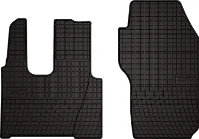 Produktbild von Gummifußmatten passend für Mercedes Actros MP4 (Lkw, ohne Luftsitze, Bj. 2011-2019) – schwarz, passgenau, mit Befestigungen set 2 Stk. - Gummi-Automatten