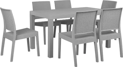 Zdjęcie produktu dla BELIANI Zestaw mebli ogrodowych jasnoszare prostokątny stół 140 x 80 cm 6 krzeseł na taras do ogrodu