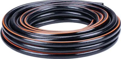 Image de BLACK+DECKER Tuyau d'arrosage 15 mètres ⌀13MM - PVC résistant - Arrosage du jardin, lavage de la voiture, remplissage de la piscine - S'adapte à tous les robinets standards - Noir/Orange