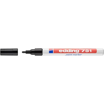 Obrázok produktu pre Edding e-751, Čierna, Čierna, Biela, Jemná, Guličkové zakončenie, Kolo, 1 mm
