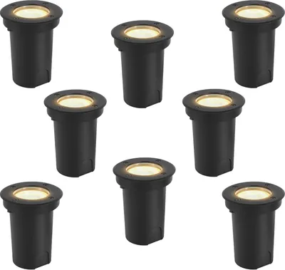 Obrázek produktu pro TolleTour 8x 3W podlahové svítidlo otočné IP67 venkovní LED zapuštěné podlahové bodové svítidlo podlahová lampa teplá bílá - černý kryt