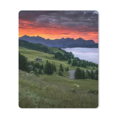 Produktbild von MuchoWow® Mauspad Mousepad Gras - Berge - Abend 30x40 cm - Mousepads - Maus Mat - Pad - Mausunterlage - Mausmatten