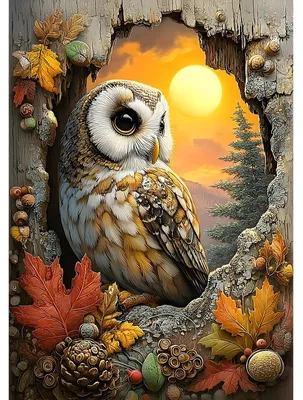 Diamond Painting Eule 30x40 cm, 5D DIY Bastelset für Erwachsene
