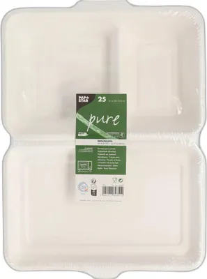 Zdjęcie produktu dla Pojemniki Z Trzciny Cukrowej 2-Komorowe 25 Sztuk
