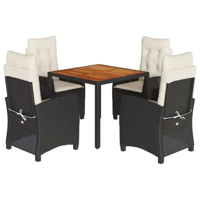 Produktbild von 5-tlg. Garten-Essgruppe mit Kissen Schwarz Poly Rattan
