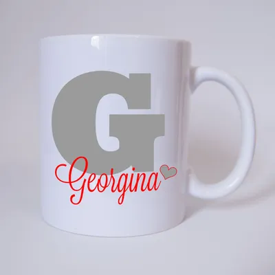 Produktbild von TassenKing - Namenstasse Buchstabe G, individueller Name (Grau/Rot) / Tasse / Kaffeetasse / Kaffeebecher