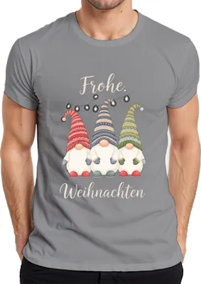 Produktbild von Frohe Weihnachten Weihnachtswichtel Gnom Lichterkette Wichtel Herren T-Shirt, Grau, XXL