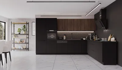 Produktbild von Winkelküche SIENA + MONZA 350x290 cm Küchenzeile Eckküche Küche Nußbaum Schwarz