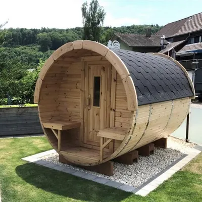 Produktbild von Holzfassauna Saunafass Naturfasssauna Outdoor-Sauna Gartensauna
