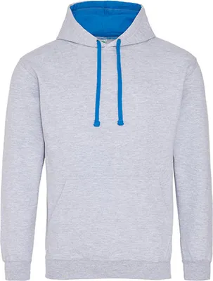 Produktbild von Just Hoods JH003 | Varsity Herren Hoodie / Kaputzenpullover - Farbe: Heather Grey/Sapphire Blue - Größe: XXL